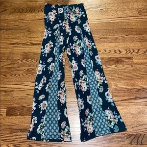 Floral flare bottom pants